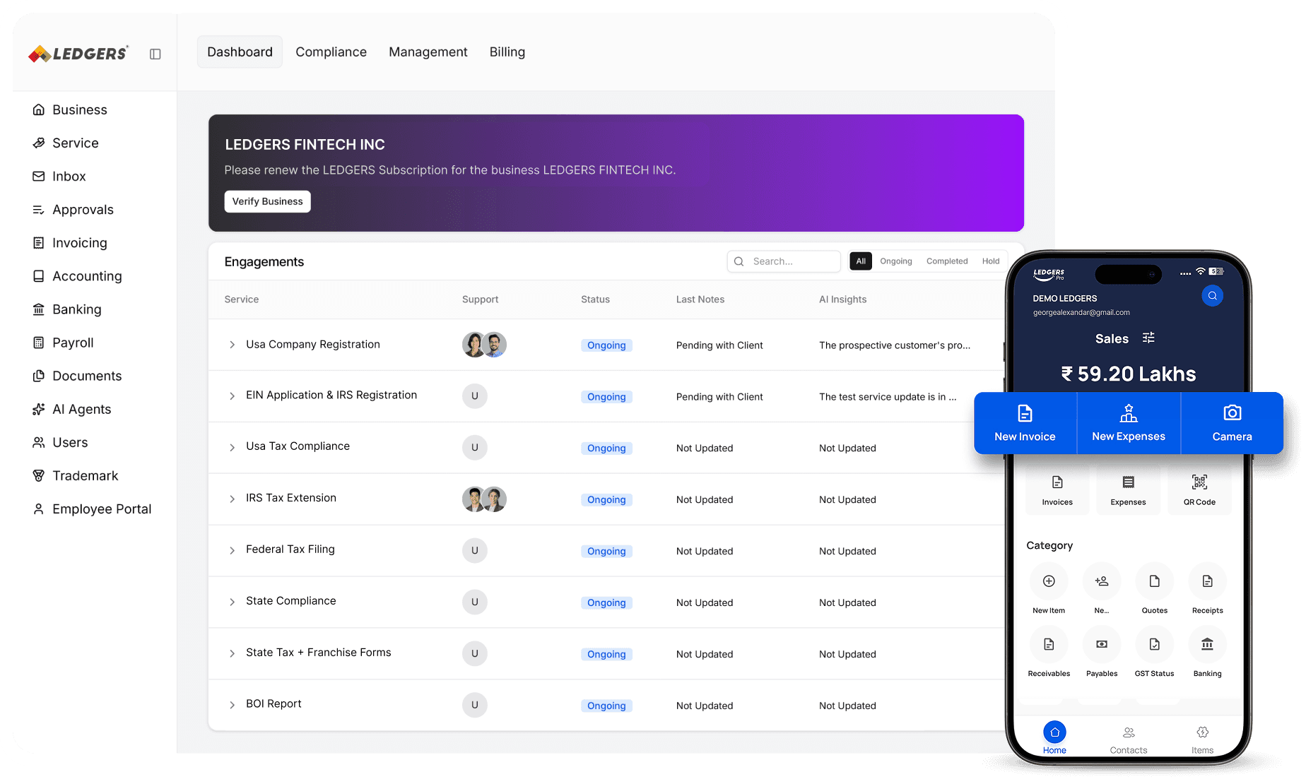 LEDGERS.Cloud Dashboard
