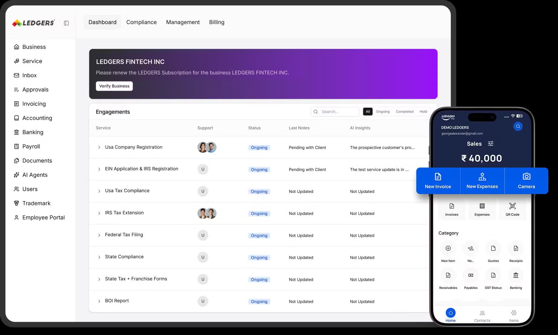 LEDGERS.Cloud Dashboard